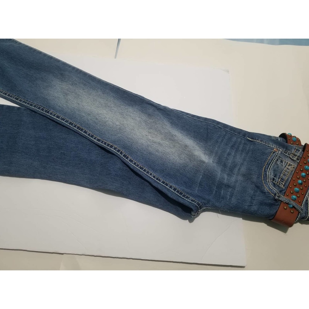 l.e.i Ashley lowrise slimboot girl jeans with stone belt, size 5 Regular New
